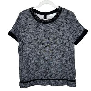 Piperlime Short Sleeved Top Jeweled Collar Size Medium